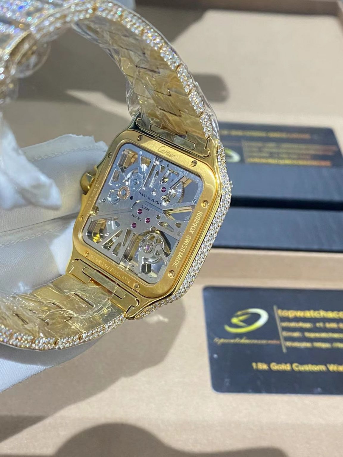 moissanite Cartier Santos WHSA0008 watch - Top Watch Accessorie